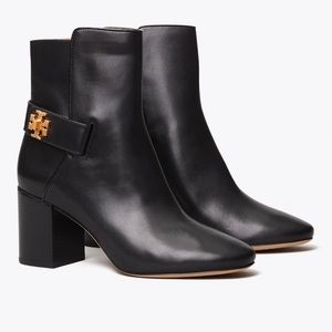 Black leather booties